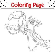 Cute Bird coloring page. black and white vector illustration for a coloring book.