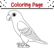 Cute parrot Bird coloring page. black and white vector illustration for a coloring book.