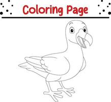 Cute Bird cartoon coloring page illustration vector. Bird coloring book for kids. vector