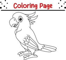 Cute cockatoo Bird cartoon coloring page illustration vector. Bird coloring book for kids. vector