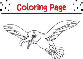 Cute albatross Bird coloring page. black and white vector illustration for a coloring book.