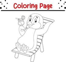 Cute Penguin cartoon coloring page illustration vector. Bird coloring book for kids. vector