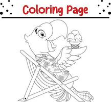 Cute Parrot cartoon coloring page illustration vector. Bird coloring book for kids. vector