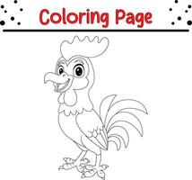 Cute Rooster cartoon coloring page illustration vector. Bird coloring book for kids. vector