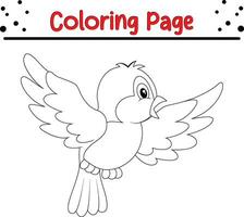 Cute Bird coloring page. black and white vector illustration for a coloring book.