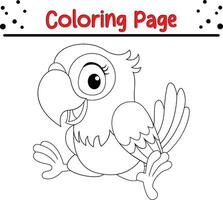 Cute Parrot cartoon coloring page illustration vector. Bird coloring book for kids. vector