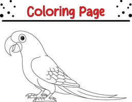 Cute Parrot cartoon coloring page illustration vector. Bird coloring book for kids. vector