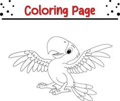 Cute toucan bird cartoon coloring page illustration vector. Bird coloring book for kids. vector