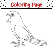 Cute parrot Bird coloring page. black and white vector illustration for a coloring book.