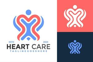 Heart care medical Logo design vector symbol icon illustration