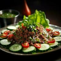 Larb Nua Spicy Minced Beef Salad , AI-generated photo