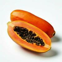 Papaya fruit isolated on white background. Generative AI photo