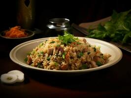 Khao Pad  Thai Fried Rice with Pork ,  AI-generated photo