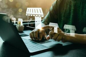 Franchise business concept, franchise network business marketing plan for branch growth and expansion. Successful franchise businesses excel in both the franchising model and marketing strategies. photo