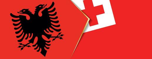 Albania and Tonga flags, two vector flags.