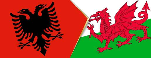 Albania and Wales flags, two vector flags.