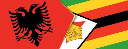 Albania and Zimbabwe flags, two vector flags.