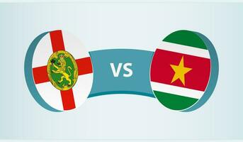 Alderney versus Suriname, team sports competition concept. vector