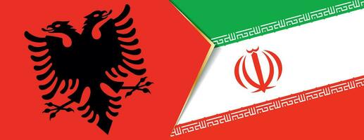 Albania and Iran flags, two vector flags.