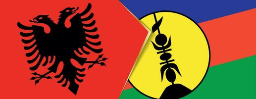 Albania and New Caledonia flags, two vector flags.