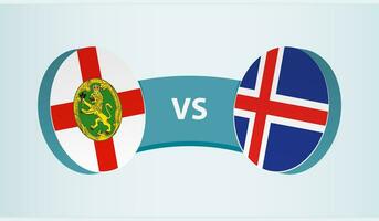 Alderney versus Islandia, equipo Deportes competencia concepto. vector