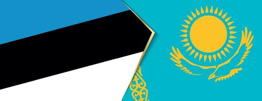 Estonia and Kazakhstan flags, two vector flags.