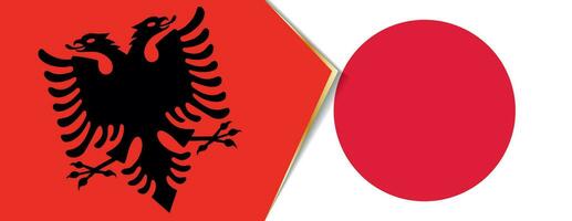 Albania and Japan flags, two vector flags.