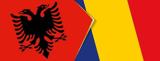 Albania y Rumania banderas, dos vector banderas