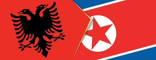 Albania and North Korea flags, two vector flags.