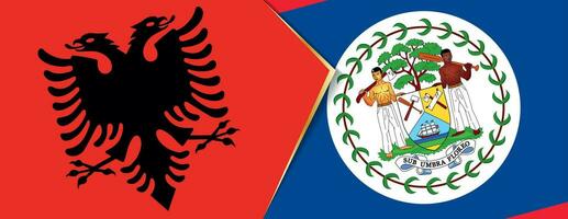 Albania and Belize flags, two vector flags.