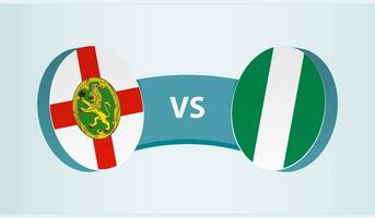 Alderney versus Nigeria, equipo Deportes competencia concepto. vector