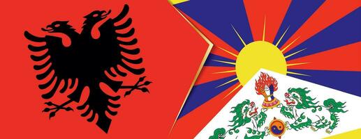 Albania and Tibet flags, two vector flags.