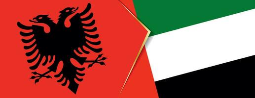 Albania and United Arab Emirates flags, two vector flags.