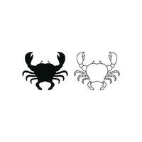 Crab icon vector silhouette and line on white background