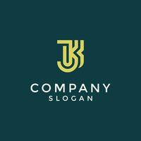 Modern and elegant initial letter JK or KJ monogram logo vector