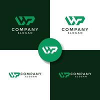 Initial letter WP or PW monogram logo vector