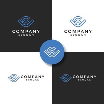 Initial letter WC or CW monogram logo vector