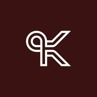 Modern and minimalist initial letter QK or KQ monogram logo vector