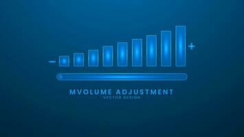 Volume adjustment high, medium and low. Vector illustration with light effect and neon