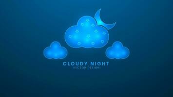 Moon in the sky night. Night sky scenery in the weather forecast. Vector illustration with light effect and neon