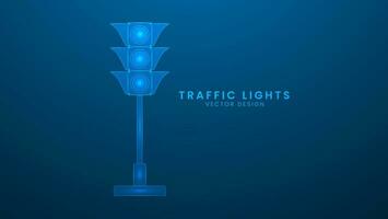 Traffic lights. Vector illustration with light effect and neon