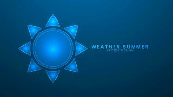 Weather summer. Clouds and sun in the weather forecast. Vector illustration with light effect and neon