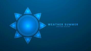 Weather summer. Clouds and sun in the weather forecast. Vector illustration with light effect and neon