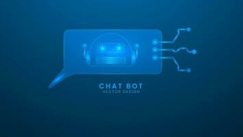 Chat bubble with electronic circuit board. Artificial Intelligence and Machine Technology Concept. Vector illustration with light effect and neon