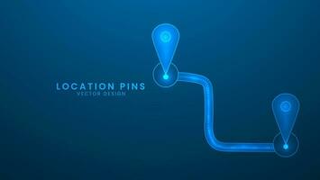 mapa de ubicación patas o navegación. locador mapa GPS dirección puntero. vector ilustración con ligero efecto y neón