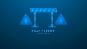 Road barrier construction with stripes. Vector illustration with light effect and neon