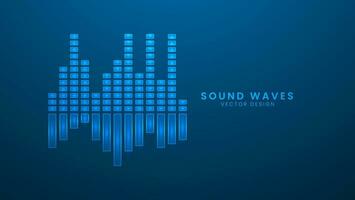 Sound waves of the equalizer. Music sound equalizer interface. Vector illustration with light effect and neon