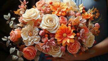 hermosa Boda festivo ramo de flores de el novia foto
