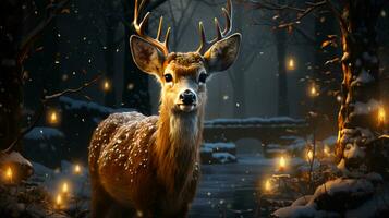 Beautiful forest deer with antlers for New Year and Christmas photo