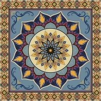 Colorful ornamental vector design for rug, tapis, yoga mat. Geometric ethnic clipart. Arabian ornamental carpet with decorative elements.Persian carpet